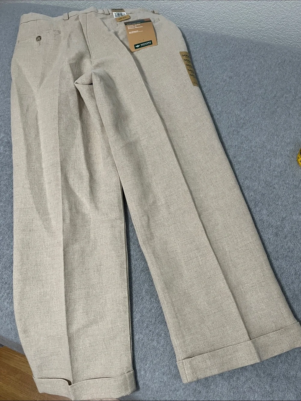 Dockers Irish Linen Pants Mens 34 Relaxed Pleated Cuffed